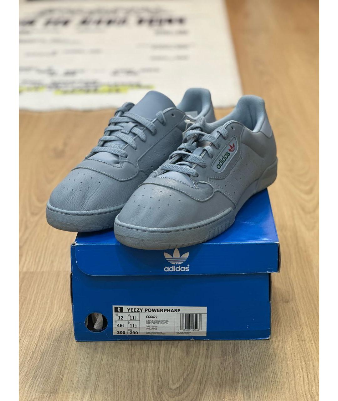 ADIDAS YEEZY Серые кожаные низкие кроссовки / кеды, фото 2