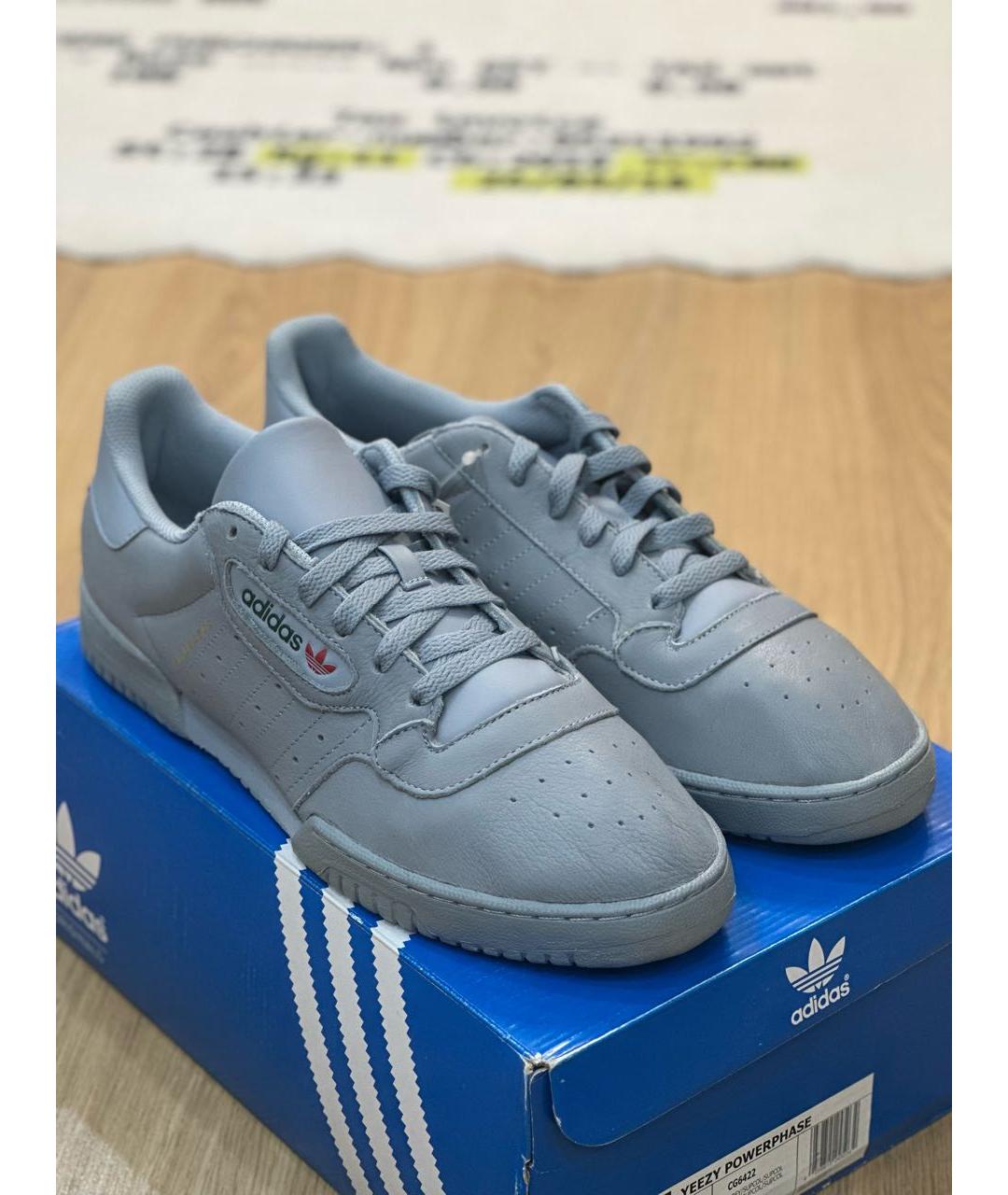 ADIDAS YEEZY Серые кожаные низкие кроссовки / кеды, фото 3