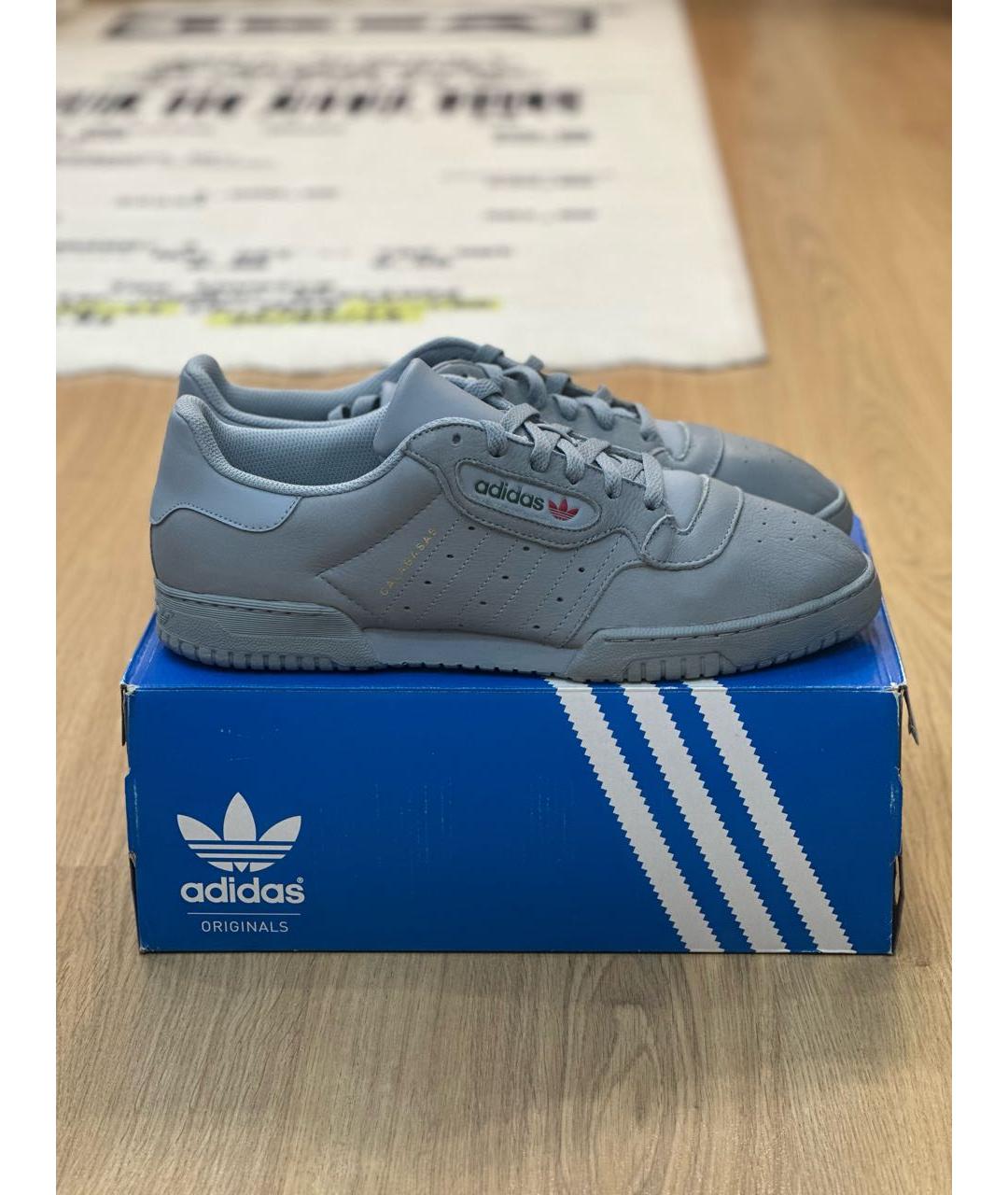 ADIDAS YEEZY Серые кожаные низкие кроссовки / кеды, фото 7