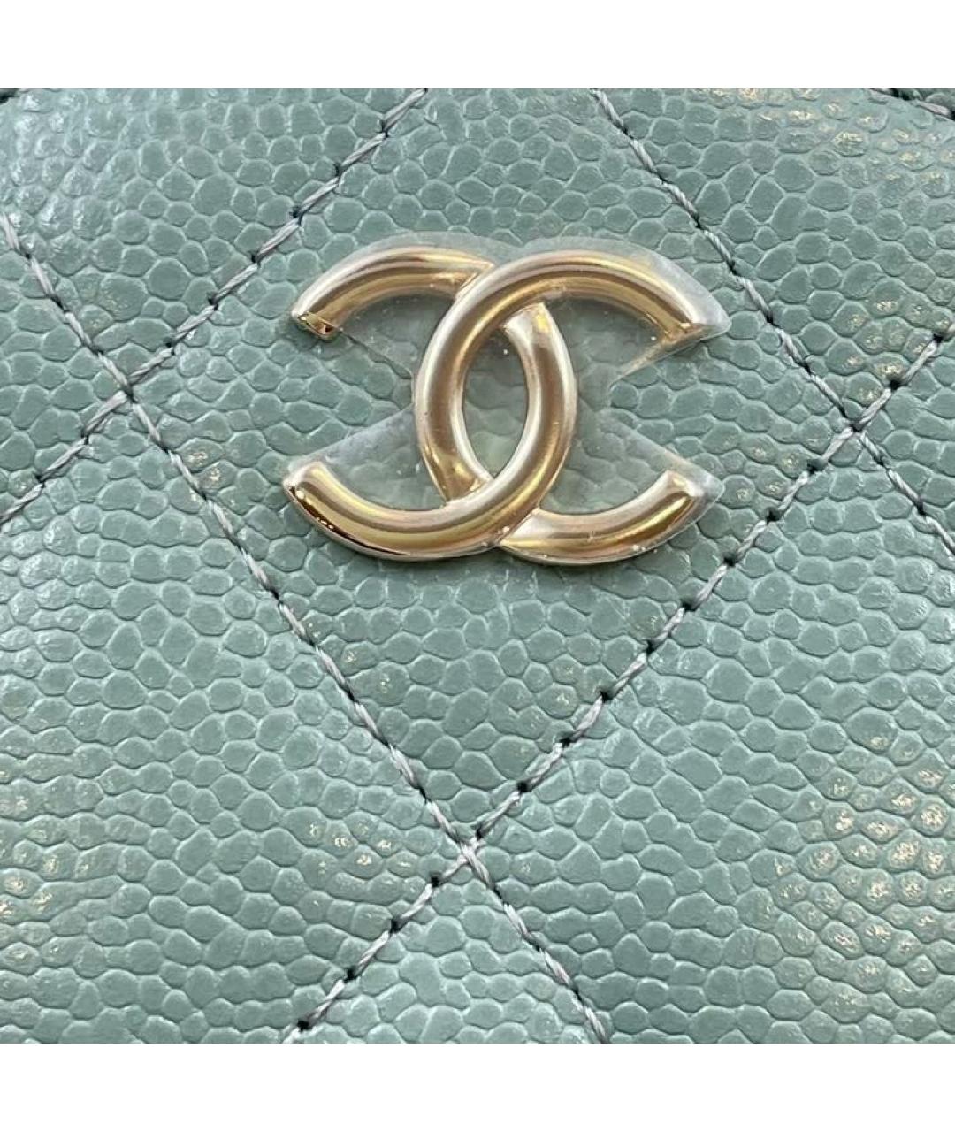 CHANEL Бирюзовая кожаная сумка через плечо, фото 5