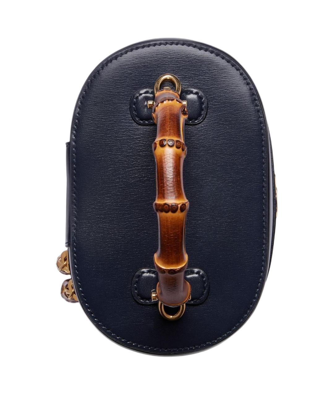 GUCCI Темно-синяя кожаная сумка с короткими ручками, фото 6
