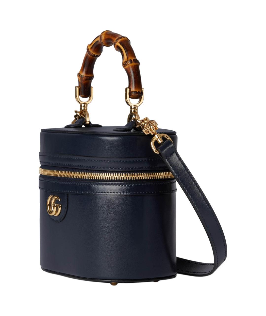 GUCCI Темно-синяя кожаная сумка с короткими ручками, фото 2
