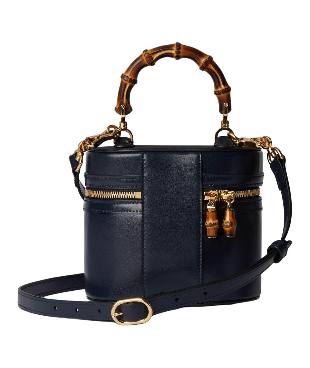 GUCCI Темно-синяя кожаная сумка с короткими ручками, фото 4