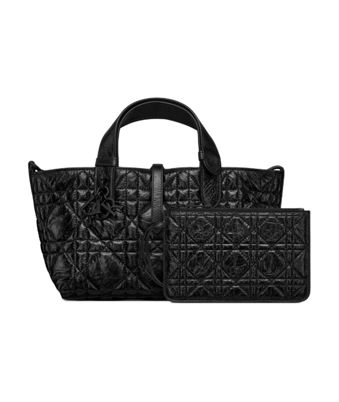 CHRISTIAN DIOR Черная кожаная сумка с короткими ручками, фото 2