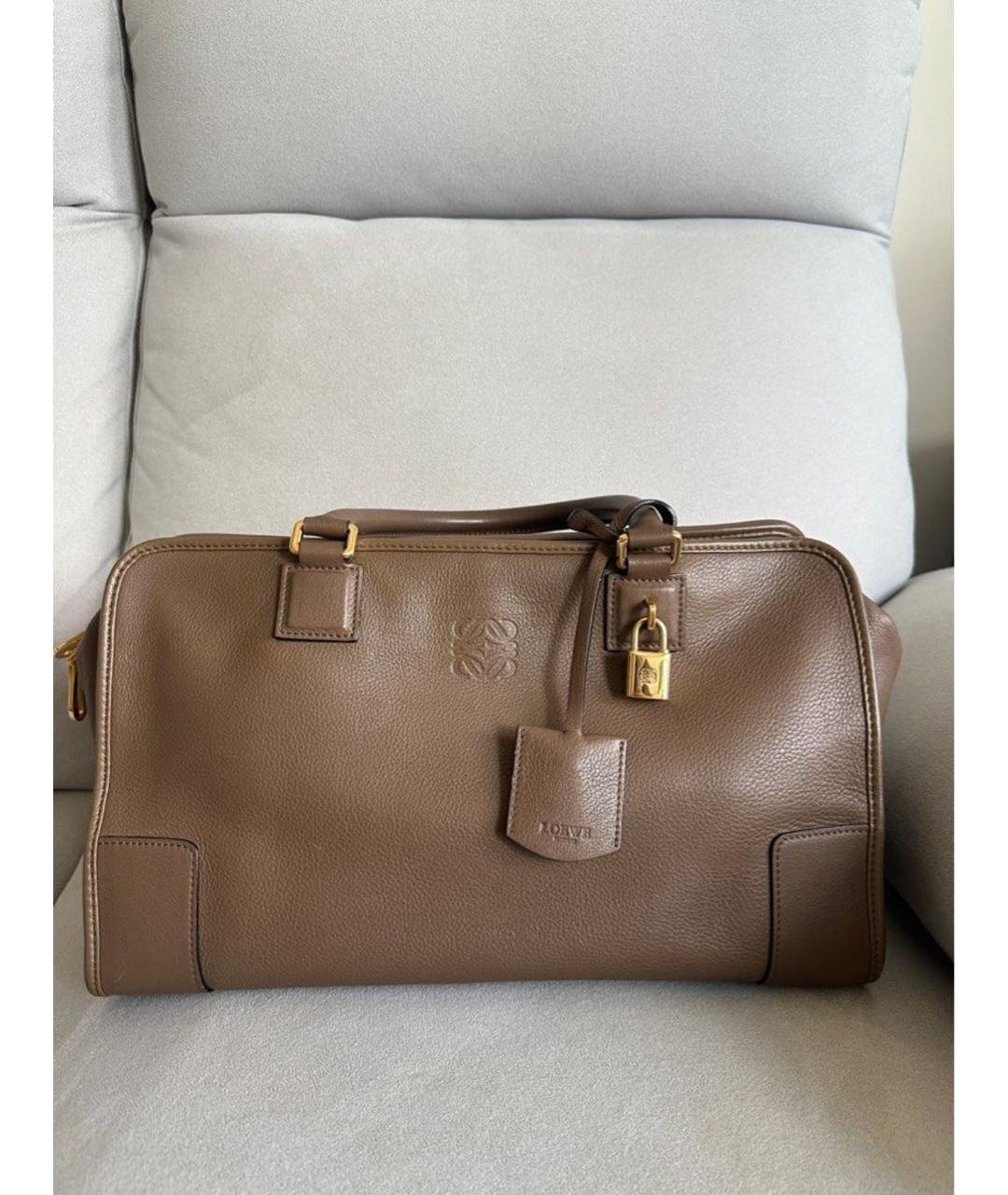 LOEWE Коричневая кожаная сумка через плечо, фото 3