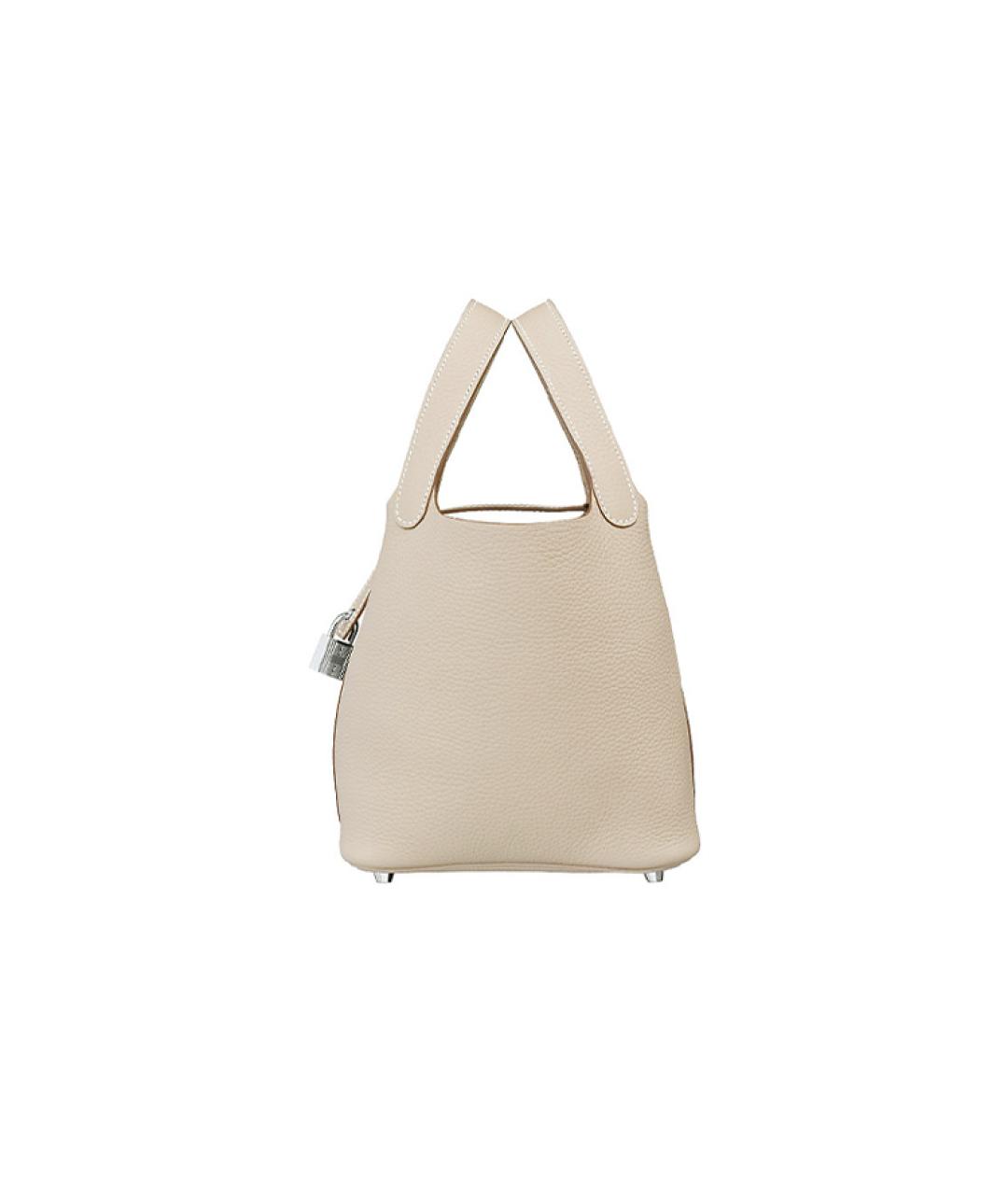 HERMES Белая кожаная сумка с короткими ручками, фото 2