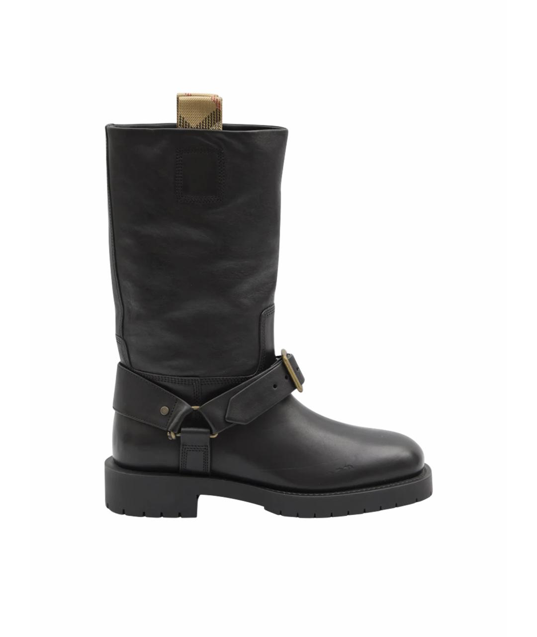 BURBERRY Черные кожаные сапоги, фото 1