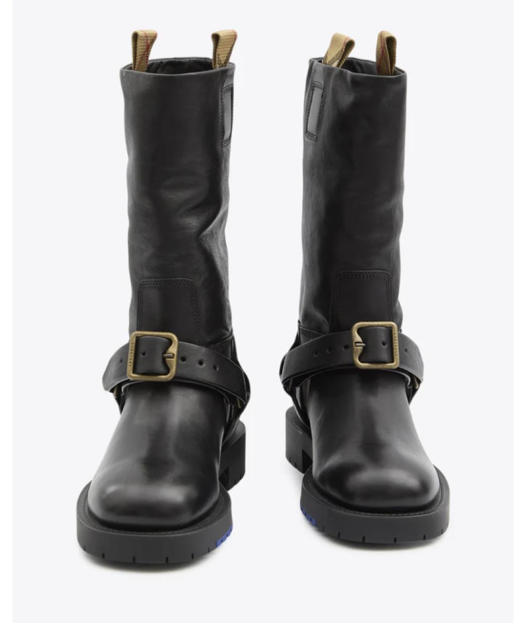 BURBERRY Черные кожаные сапоги, фото 3