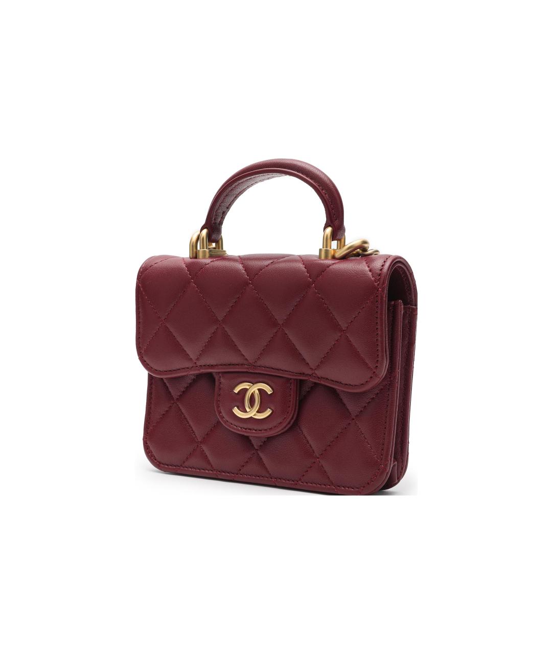 CHANEL Бордовая кожаная сумка через плечо, фото 3