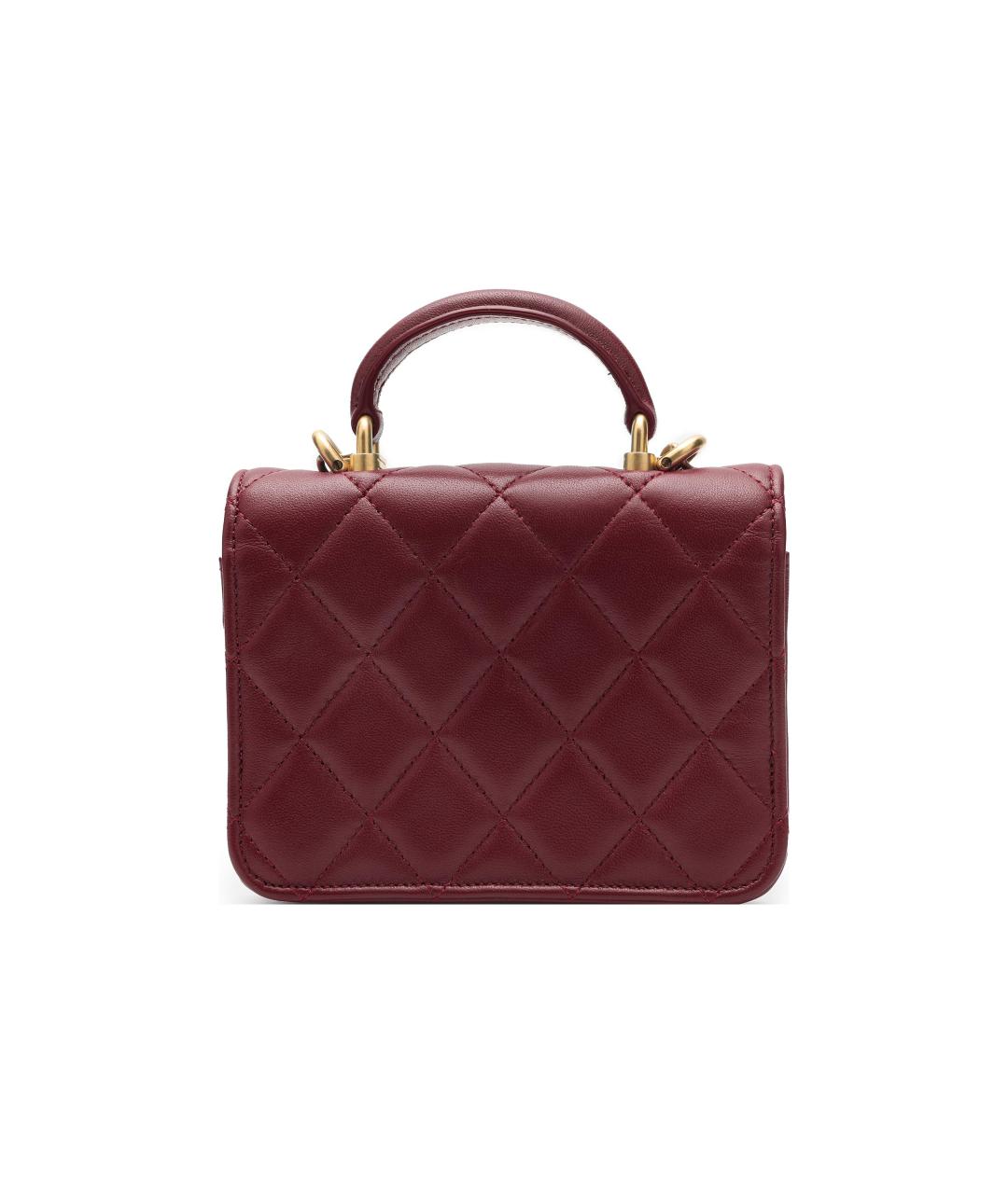CHANEL Бордовая кожаная сумка через плечо, фото 4