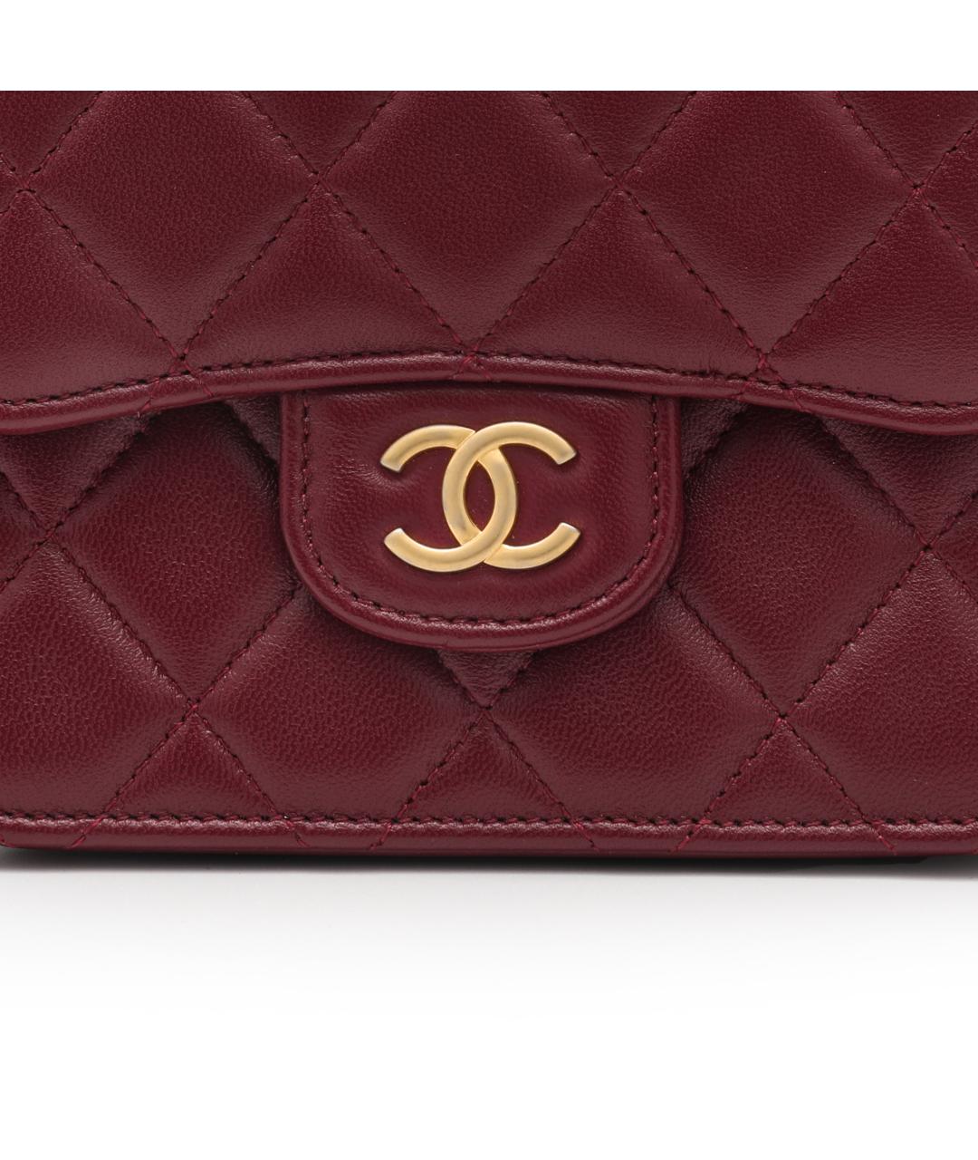 CHANEL Бордовая кожаная сумка через плечо, фото 6