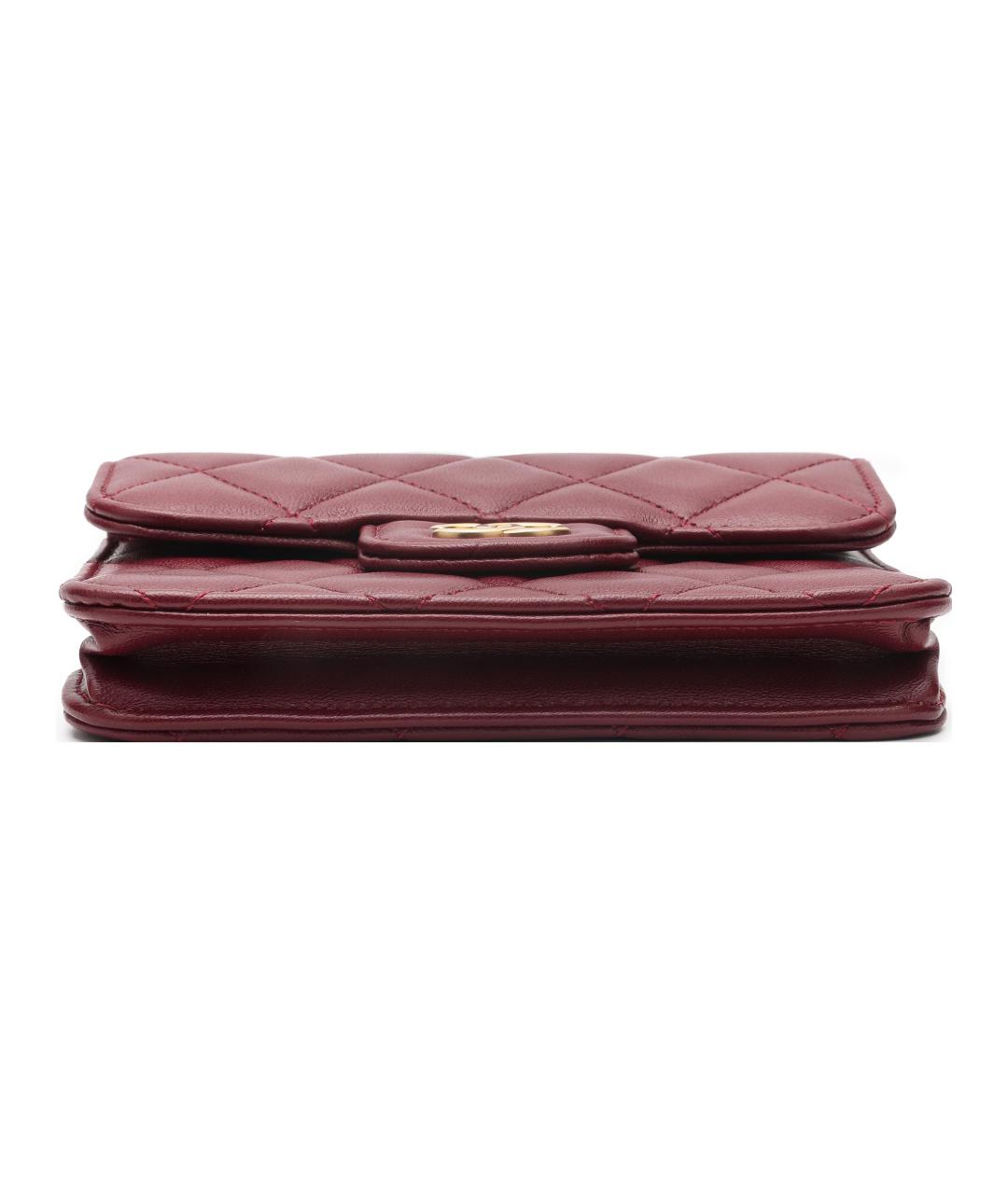 CHANEL Бордовая кожаная сумка через плечо, фото 5