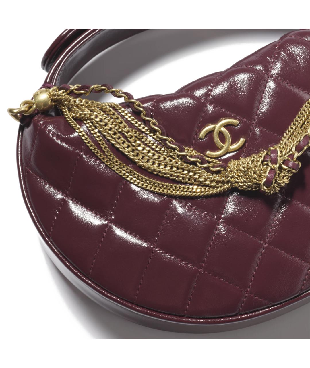 CHANEL Бордовая кожаная сумка через плечо, фото 3