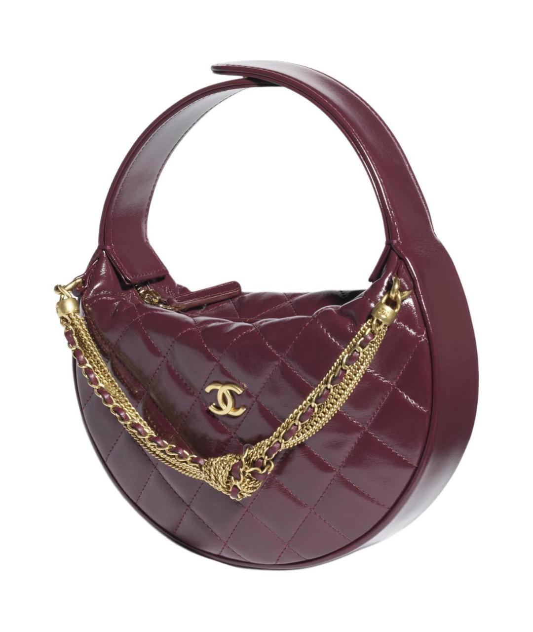 CHANEL Бордовая кожаная сумка через плечо, фото 2
