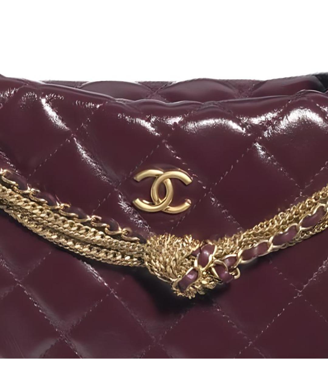 CHANEL Бордовая кожаная сумка через плечо, фото 4