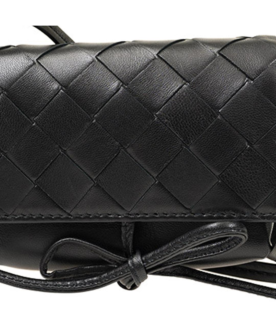 BOTTEGA VENETA Черная кожаная сумка через плечо, фото 5