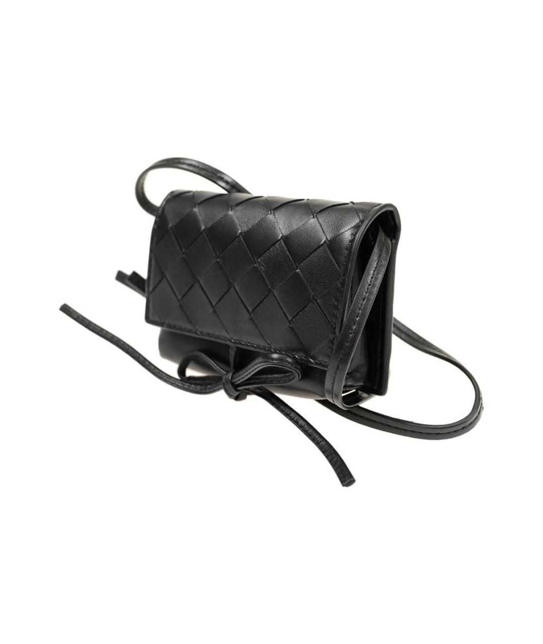 BOTTEGA VENETA Черная кожаная сумка через плечо, фото 2