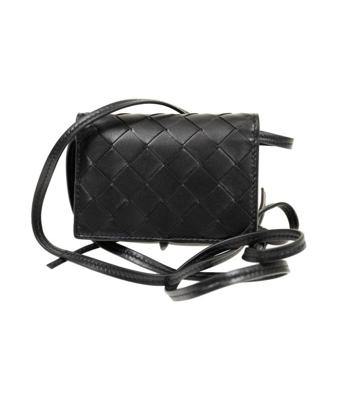 BOTTEGA VENETA Черная кожаная сумка через плечо, фото 4