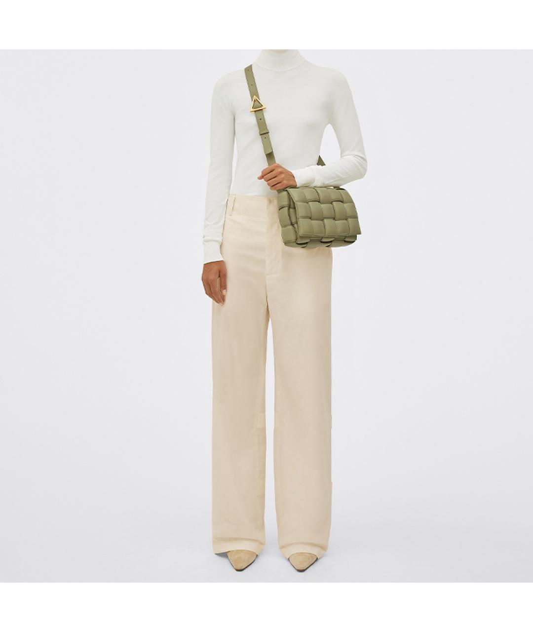 BOTTEGA VENETA Хаки кожаная сумка через плечо, фото 6