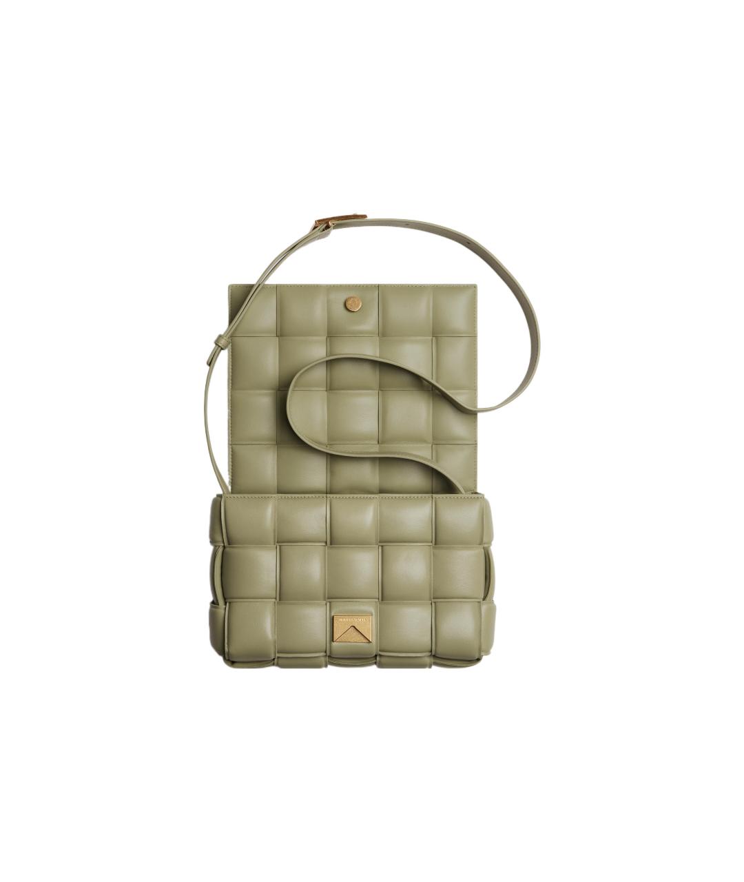 BOTTEGA VENETA Хаки кожаная сумка через плечо, фото 4