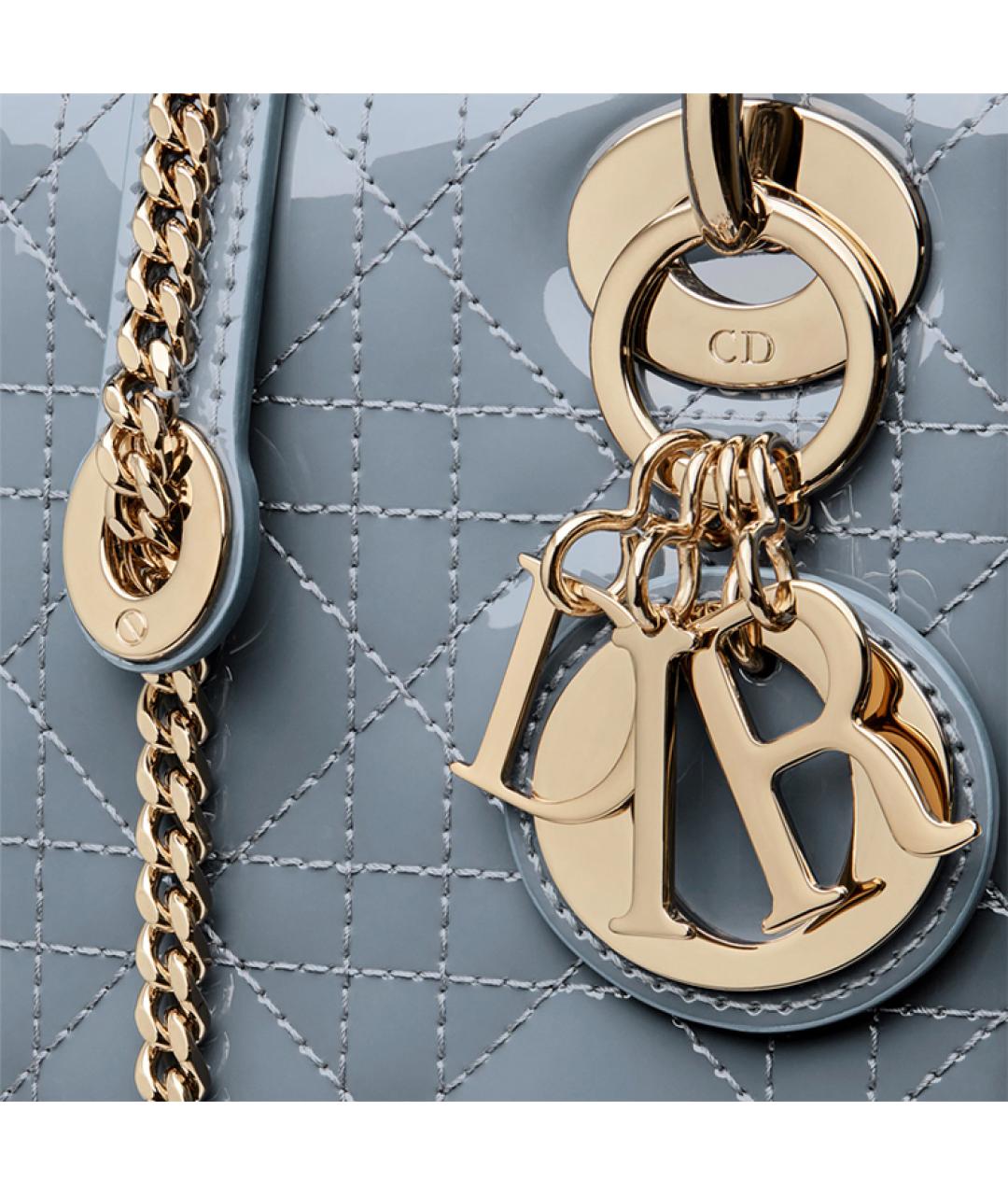 CHRISTIAN DIOR Голубая кожаная сумка с короткими ручками, фото 5