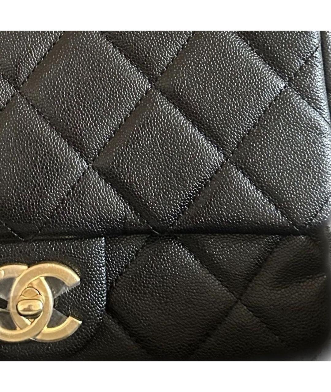 CHANEL Черная кожаная сумка с короткими ручками, фото 5