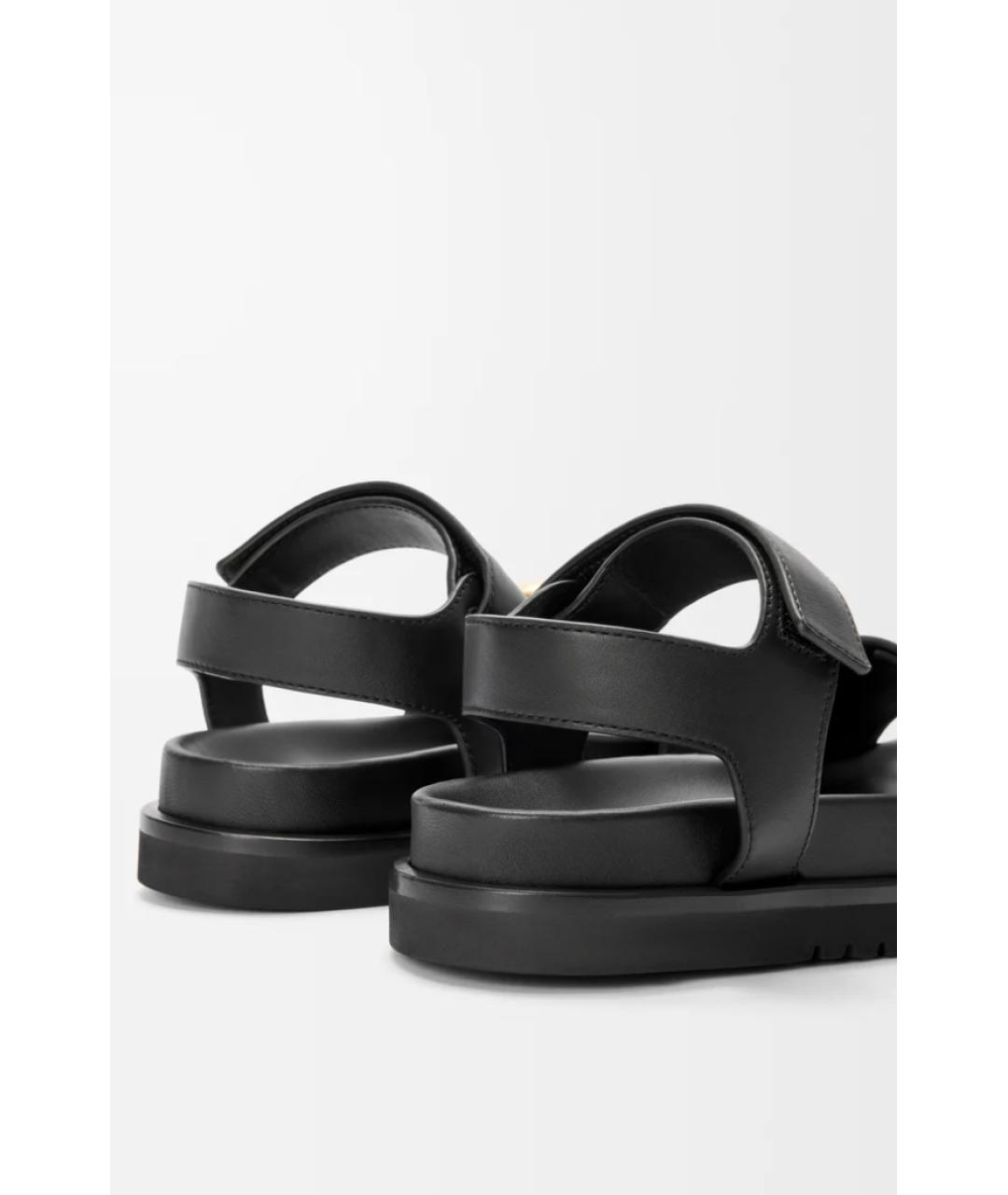 LOEWE Черные кожаные босоножки, фото 3