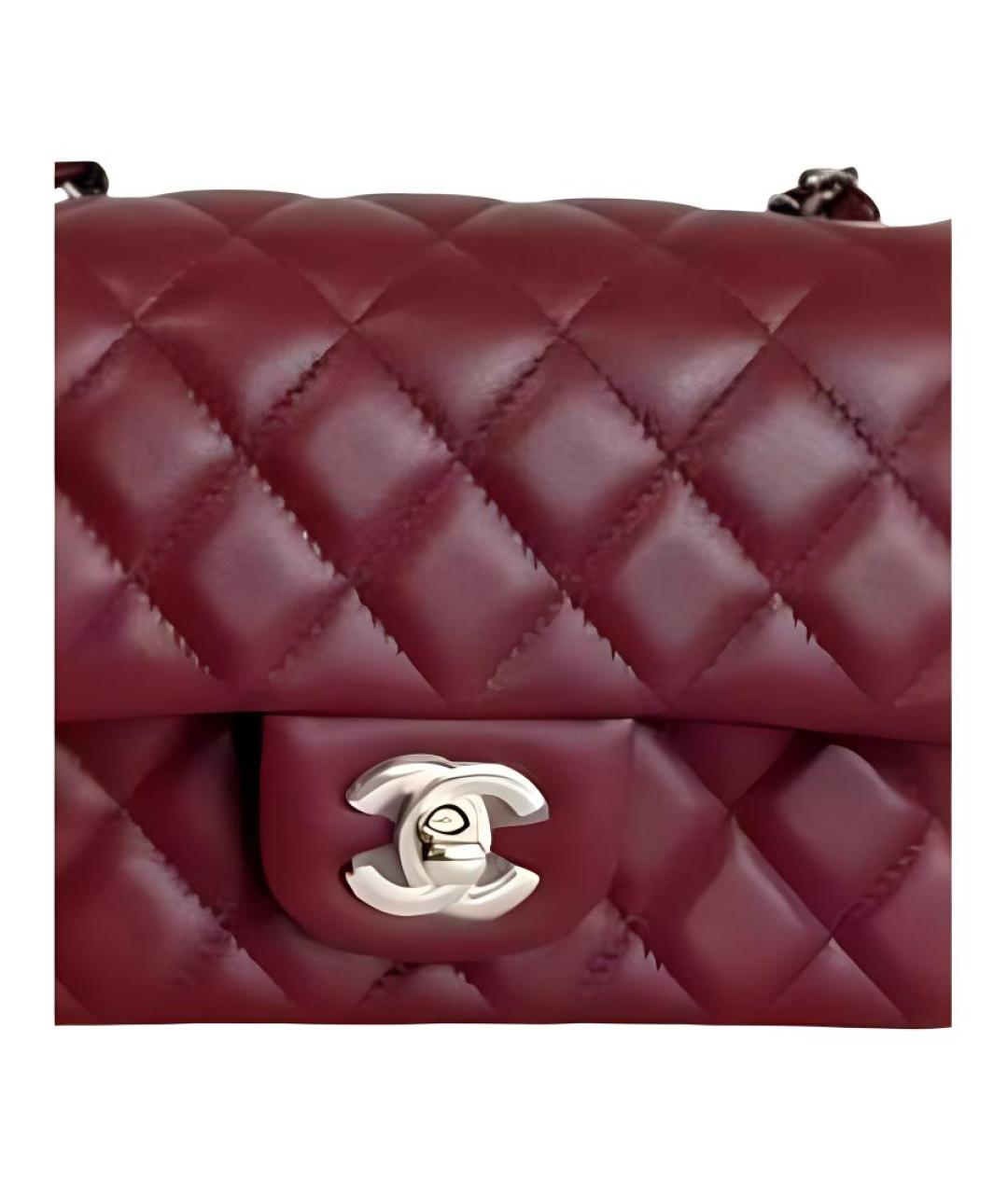 CHANEL Бордовая кожаная сумка через плечо, фото 2