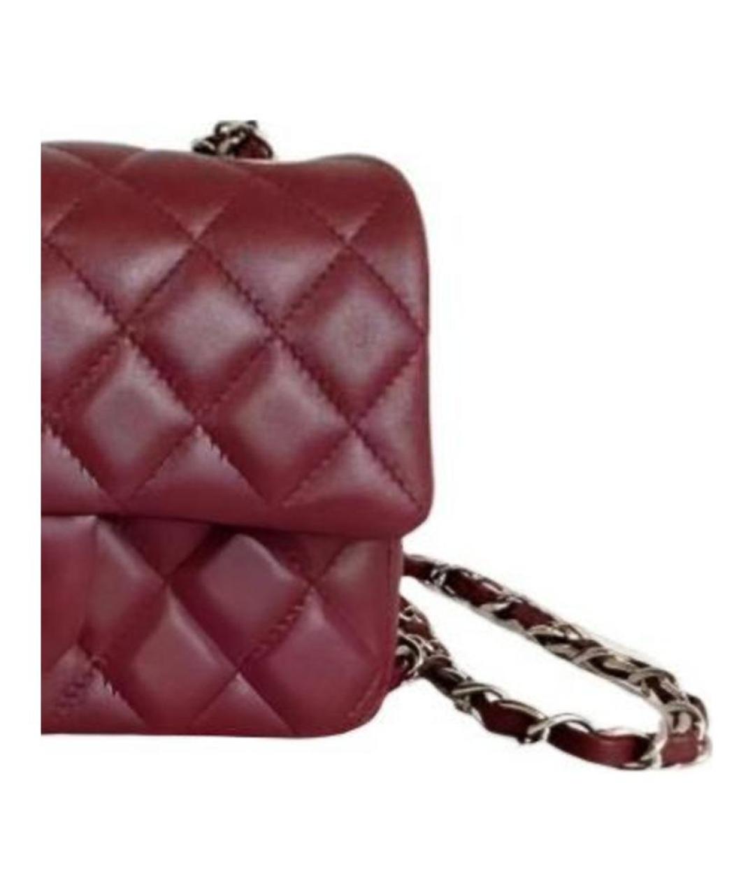 CHANEL Бордовая кожаная сумка через плечо, фото 3