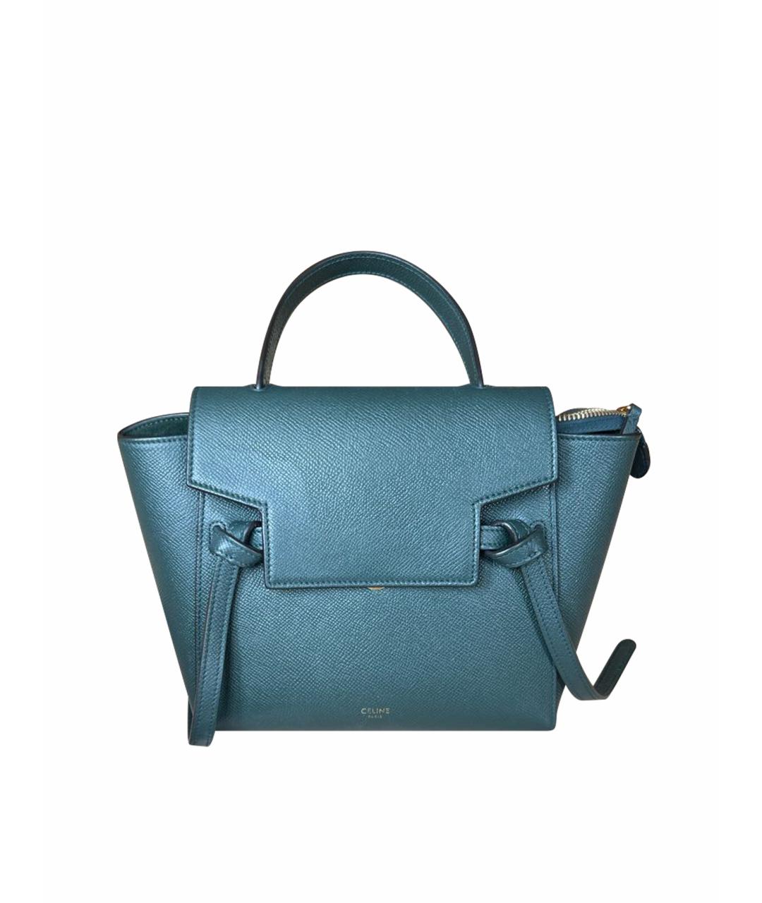 CELINE Бирюзовая кожаная сумка через плечо, фото 1