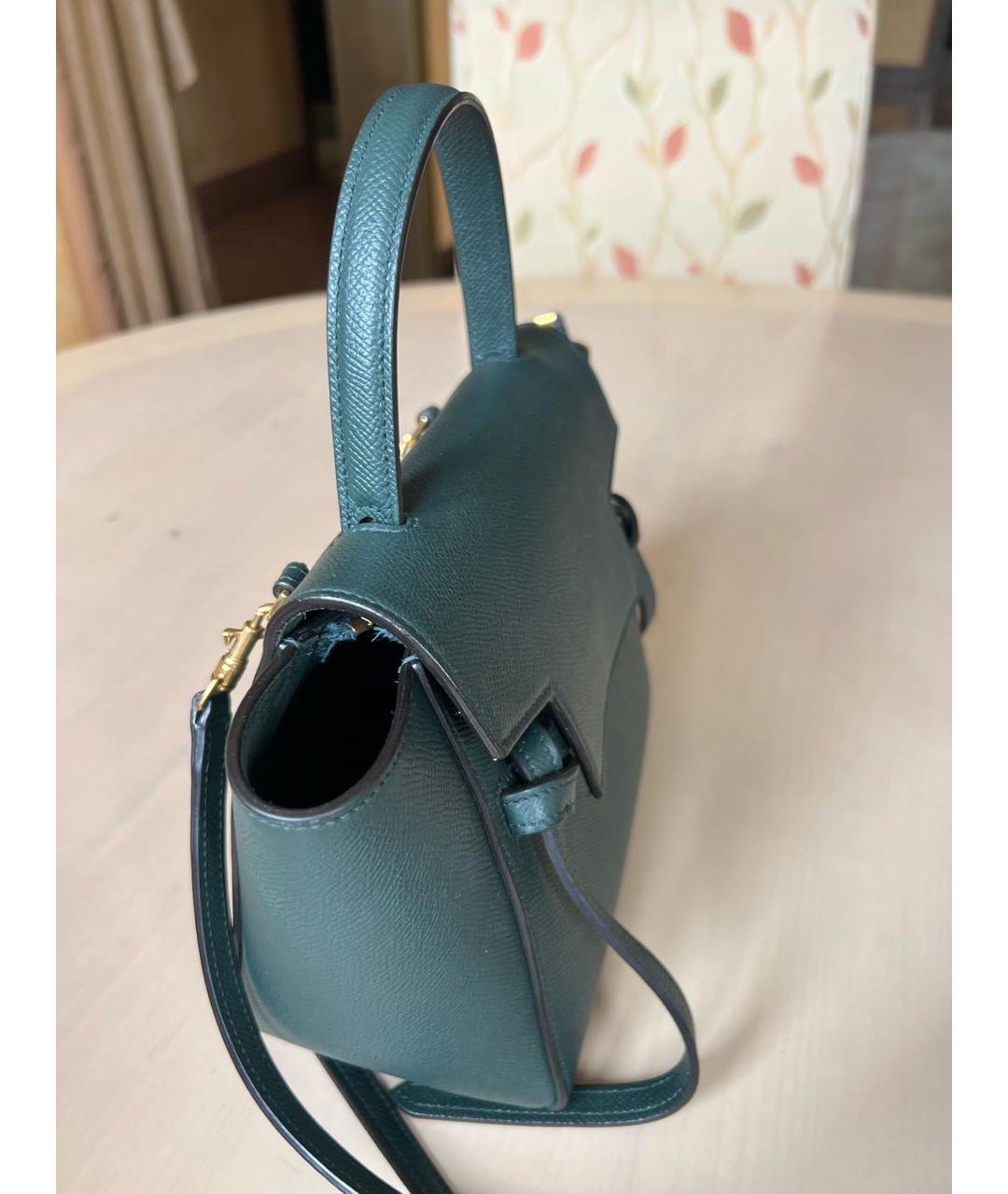 CELINE Бирюзовая кожаная сумка через плечо, фото 2
