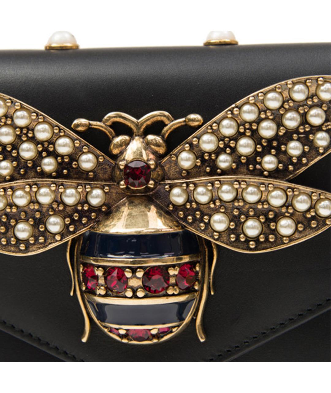 GUCCI Черная кожаная сумка через плечо, фото 6