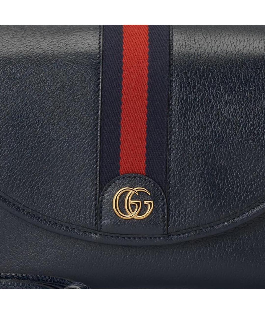 GUCCI Темно-синяя кожаная сумка через плечо, фото 9