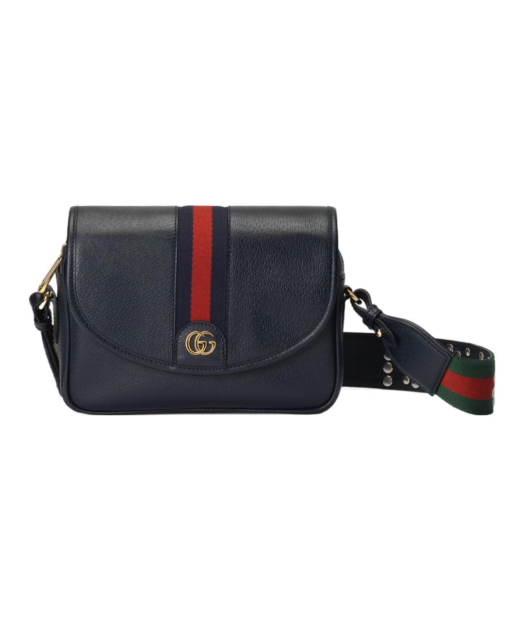 GUCCI Темно-синяя кожаная сумка через плечо, фото 2