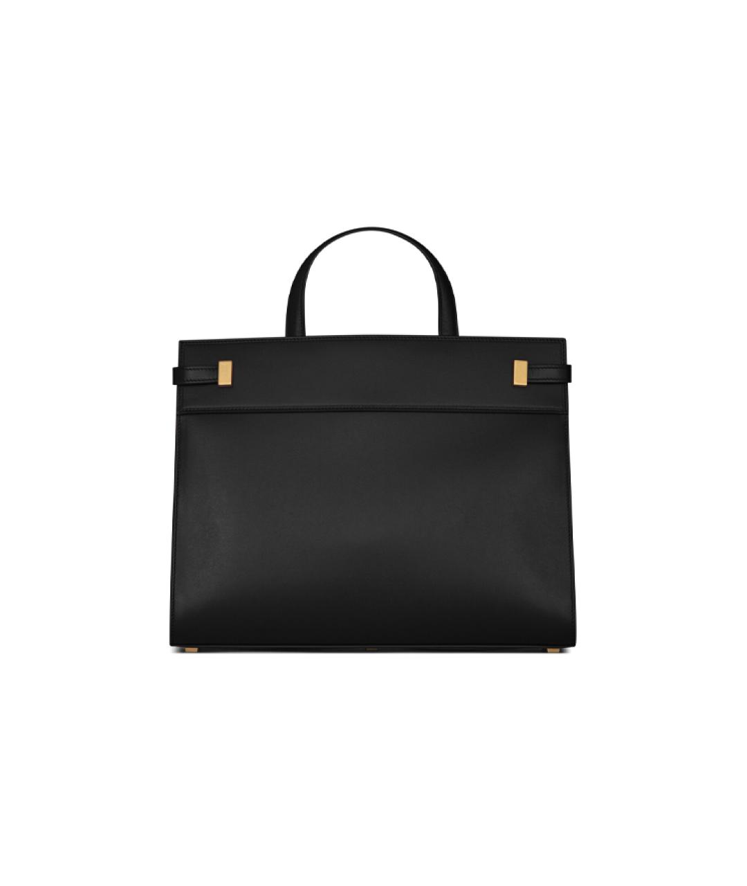 SAINT LAURENT Черная кожаная сумка с короткими ручками, фото 5