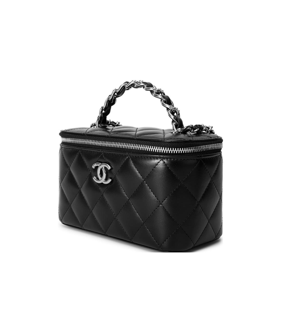 CHANEL Черная кожаная сумка с короткими ручками, фото 2