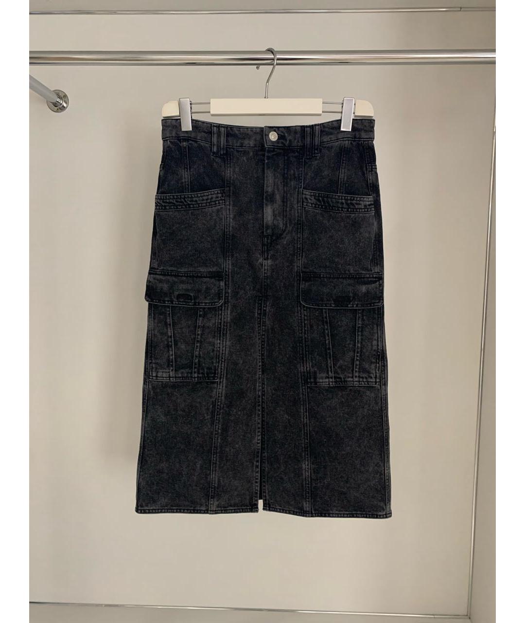 ISABEL MARANT Антрацитовая хлопковая юбка миди, фото 5