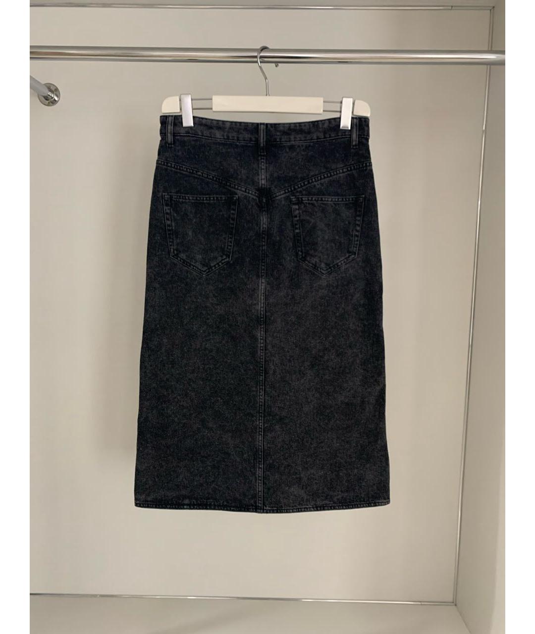 ISABEL MARANT Антрацитовая хлопковая юбка миди, фото 2