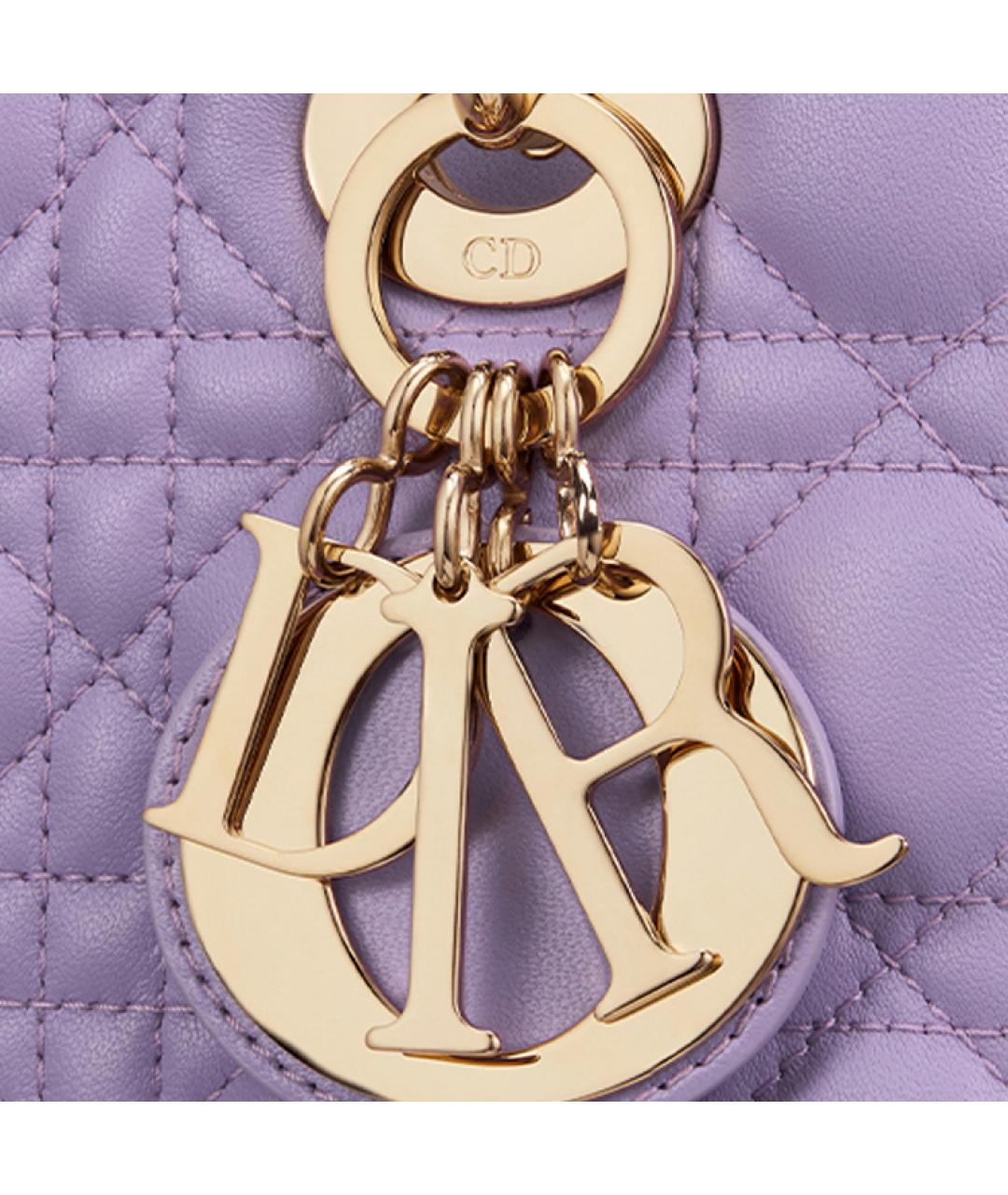 CHRISTIAN DIOR Фиолетовая кожаная сумка с короткими ручками, фото 6
