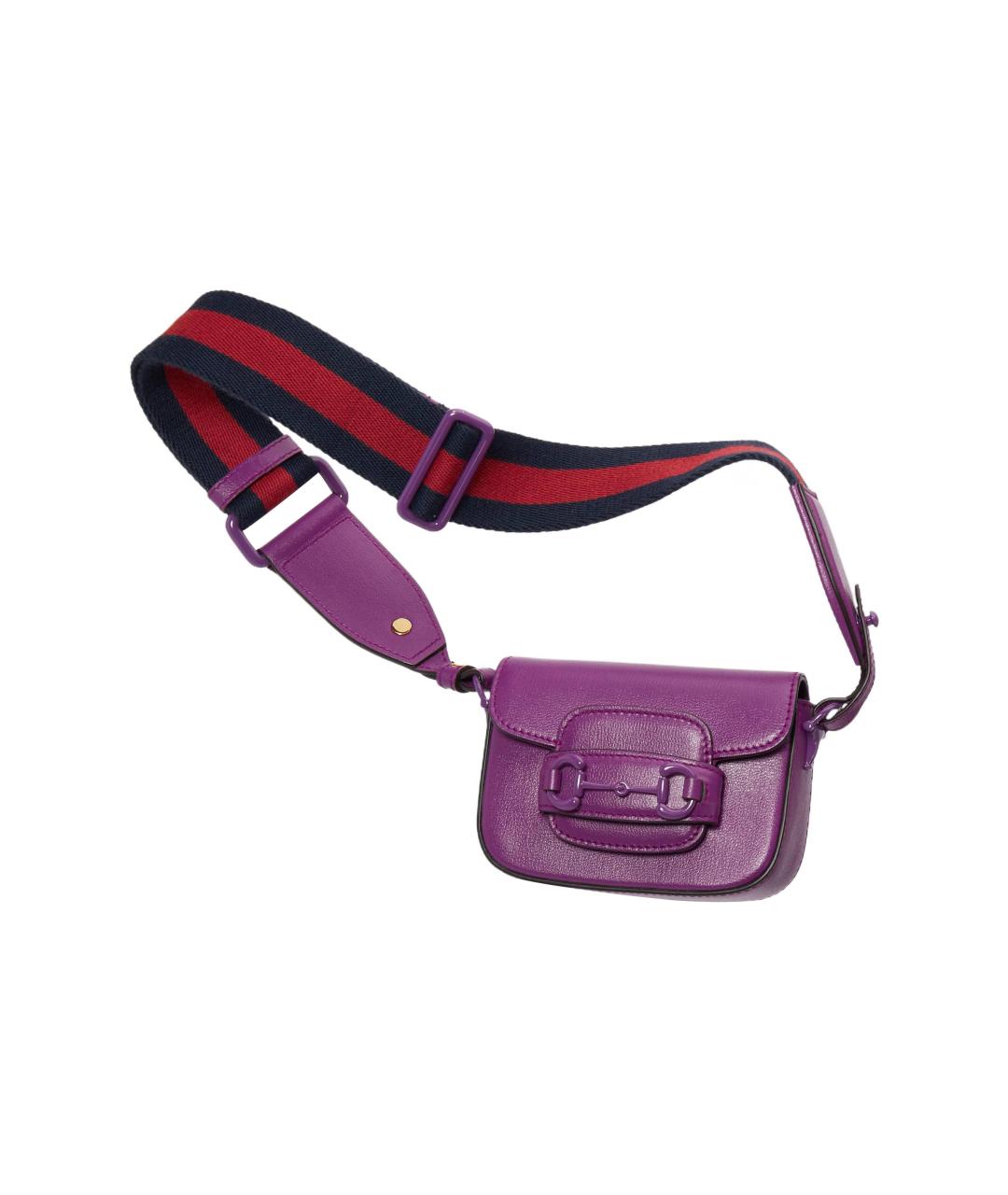 GUCCI Фиолетовая кожаная сумка через плечо, фото 9