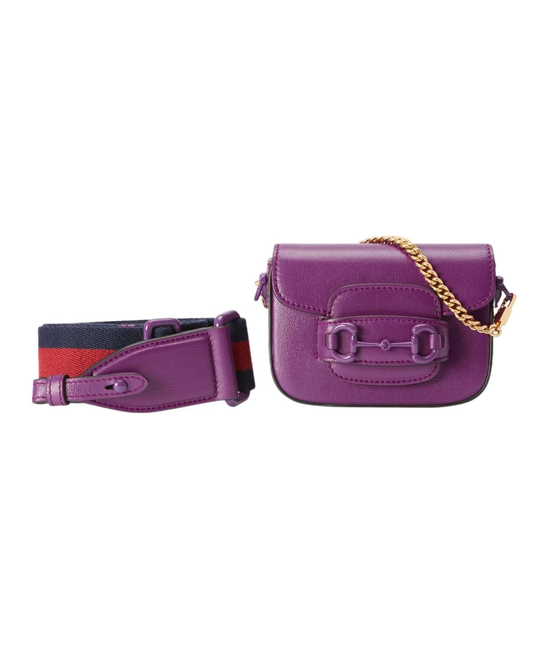 GUCCI Фиолетовая кожаная сумка через плечо, фото 2