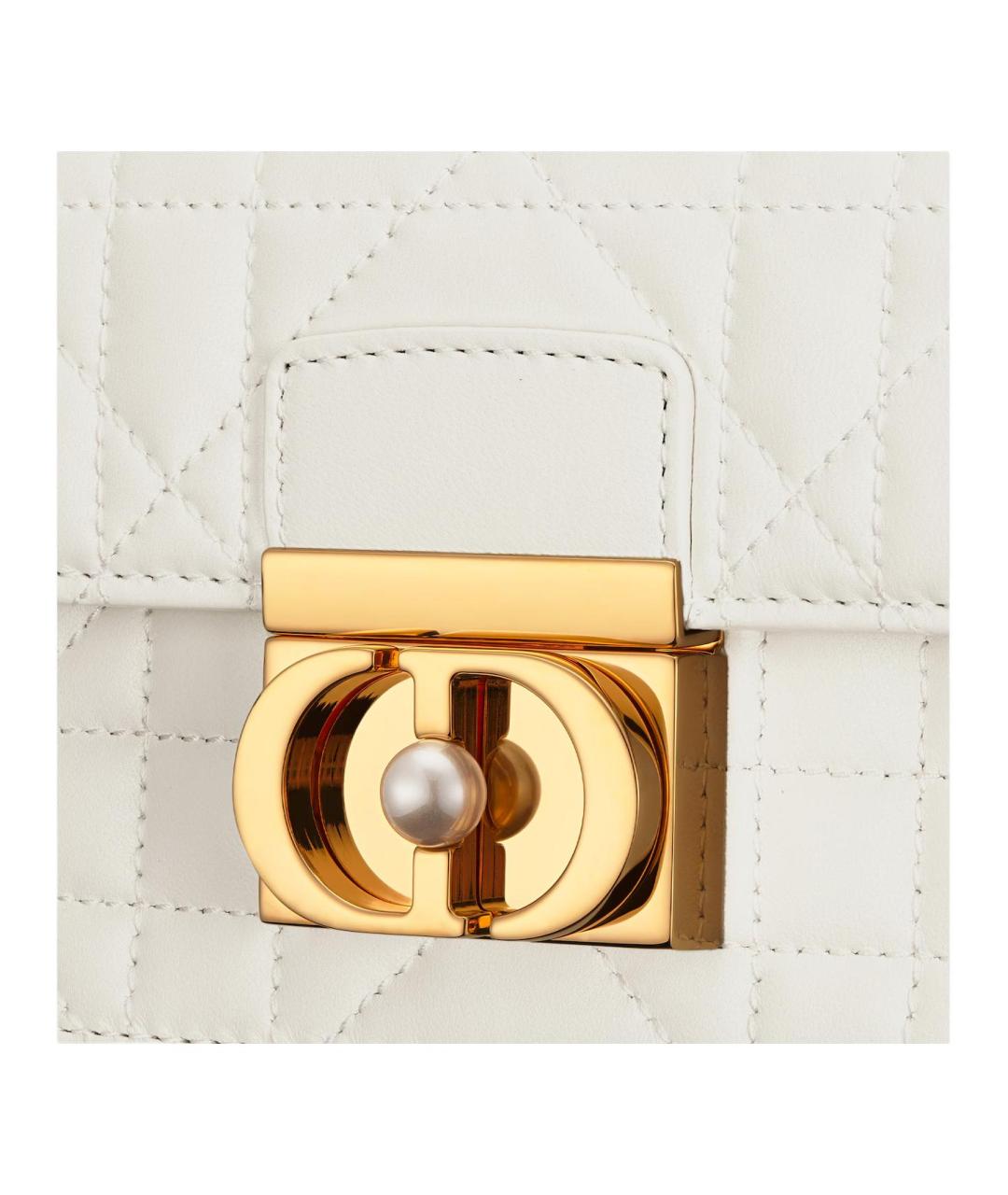 CHRISTIAN DIOR Белая кожаная сумка с короткими ручками, фото 6