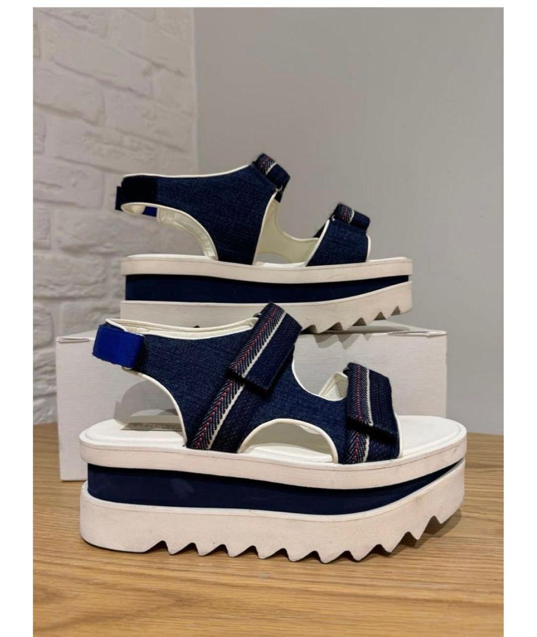 STELLA MCCARTNEY Темно-синие текстильные сандалии, фото 3
