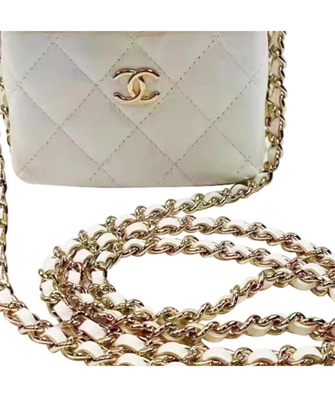 CHANEL Белая кожаная сумка через плечо, фото 4
