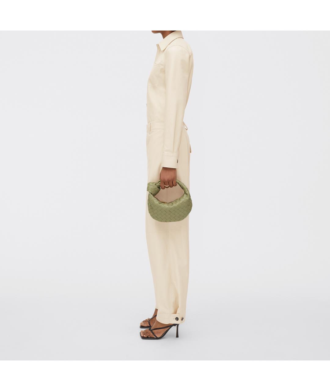 BOTTEGA VENETA Хаки кожаная сумка с короткими ручками, фото 5