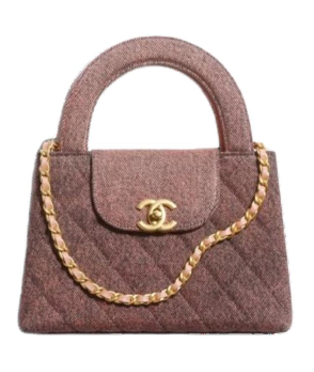 CHANEL Коричневая деним сумка с короткими ручками, фото 1