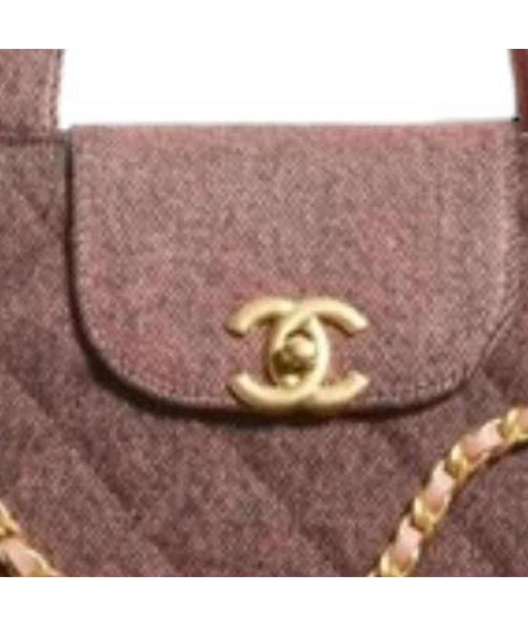 CHANEL Коричневая деним сумка с короткими ручками, фото 2