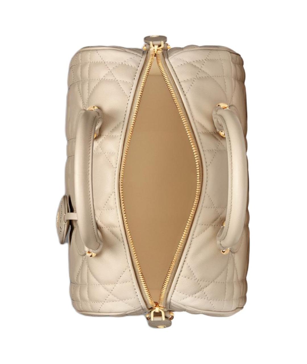 CHRISTIAN DIOR Бежевая кожаная сумка с короткими ручками, фото 5