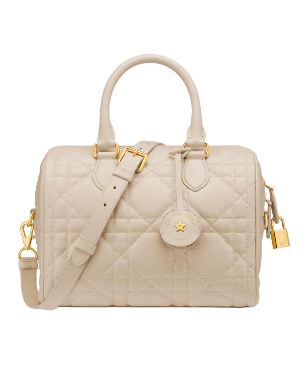 CHRISTIAN DIOR Бежевая кожаная сумка с короткими ручками, фото 1