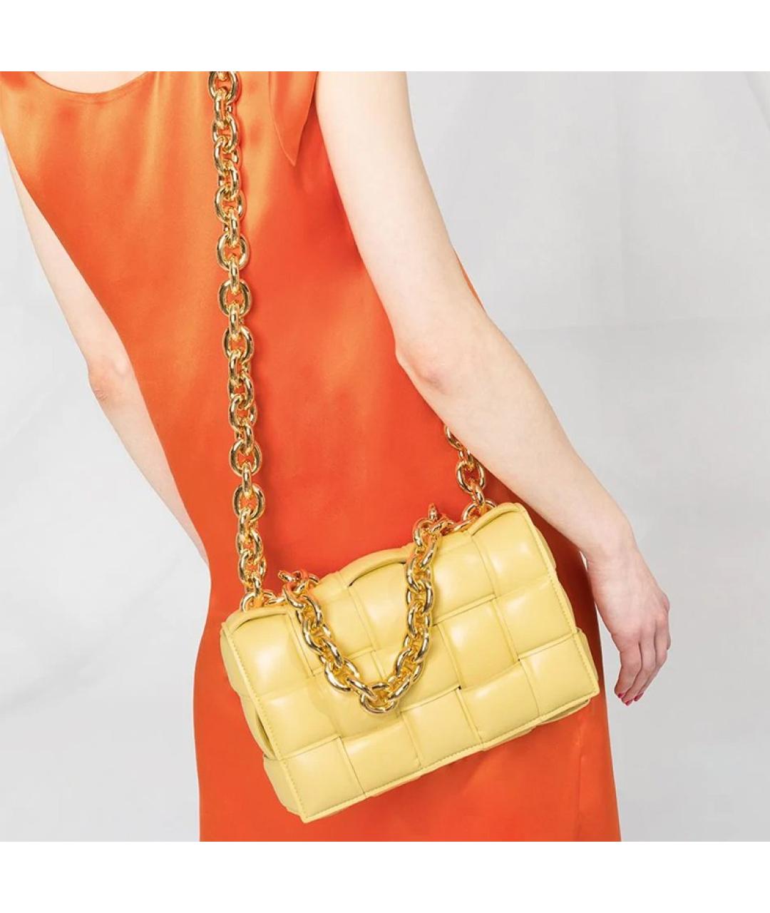 BOTTEGA VENETA Желтая кожаная сумка через плечо, фото 5